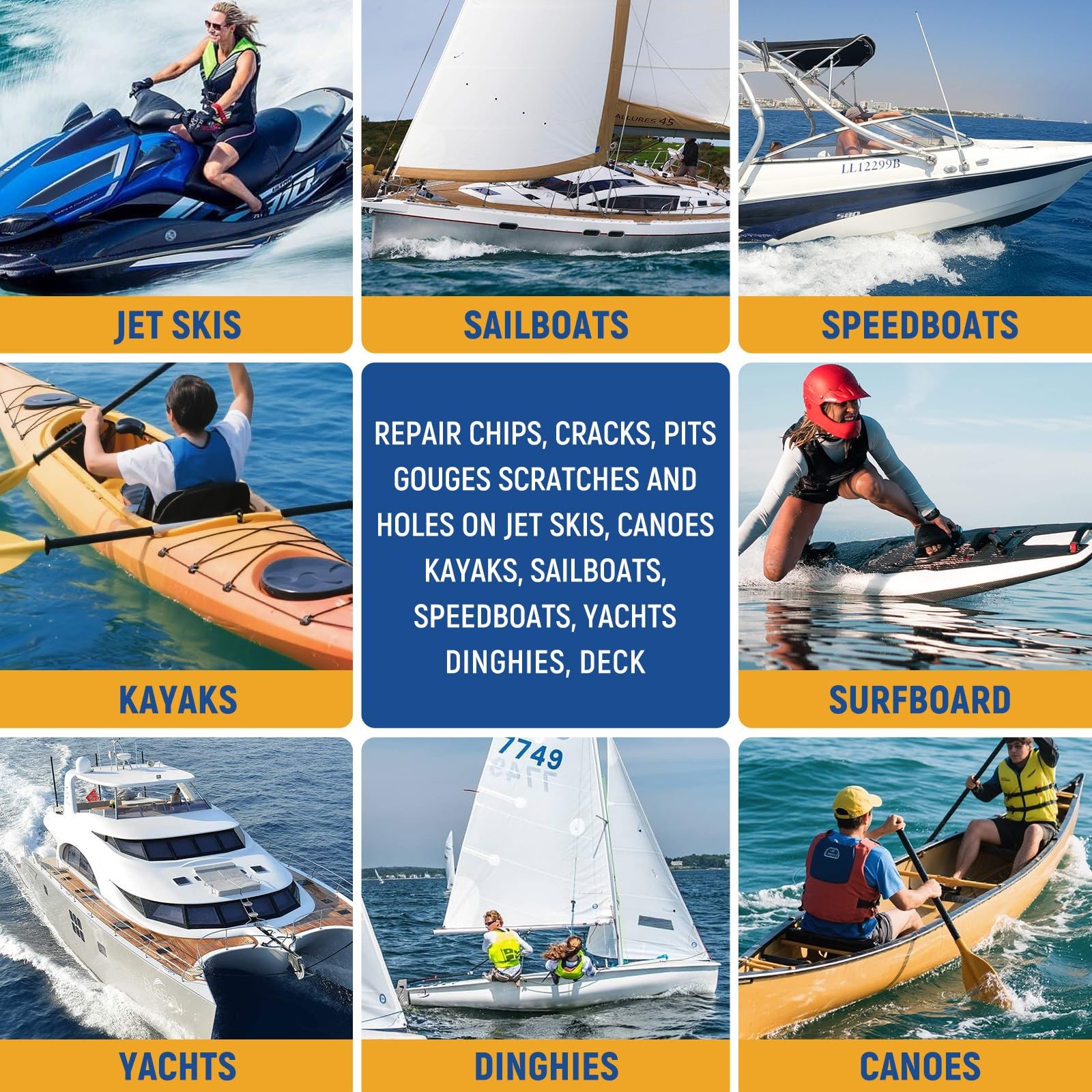 Marine Fiberglass Boat Repair Kit White Resin Gel Coat Repair Kit for Boats