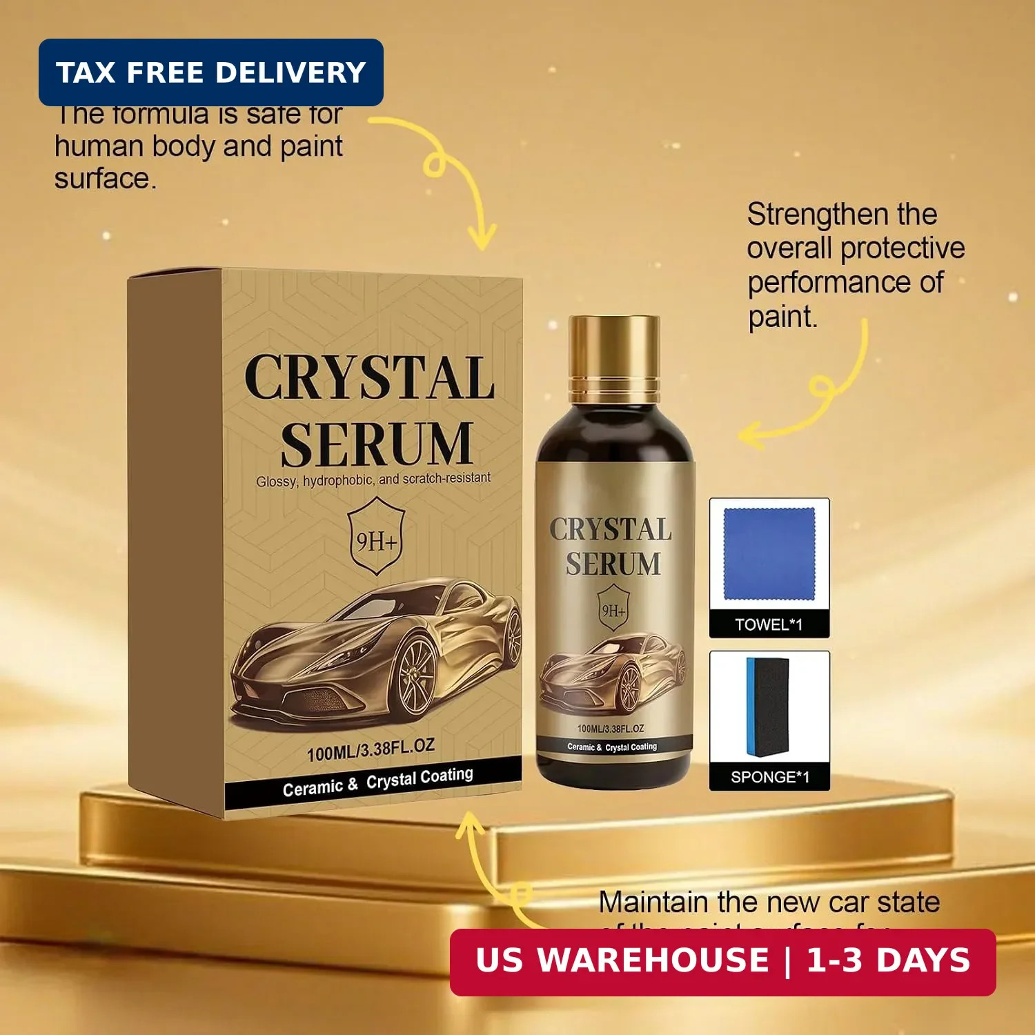 PTZ Crystal Serum for Cars – Advanced Graphene Ceramic Coating for Cars, Deep Gl