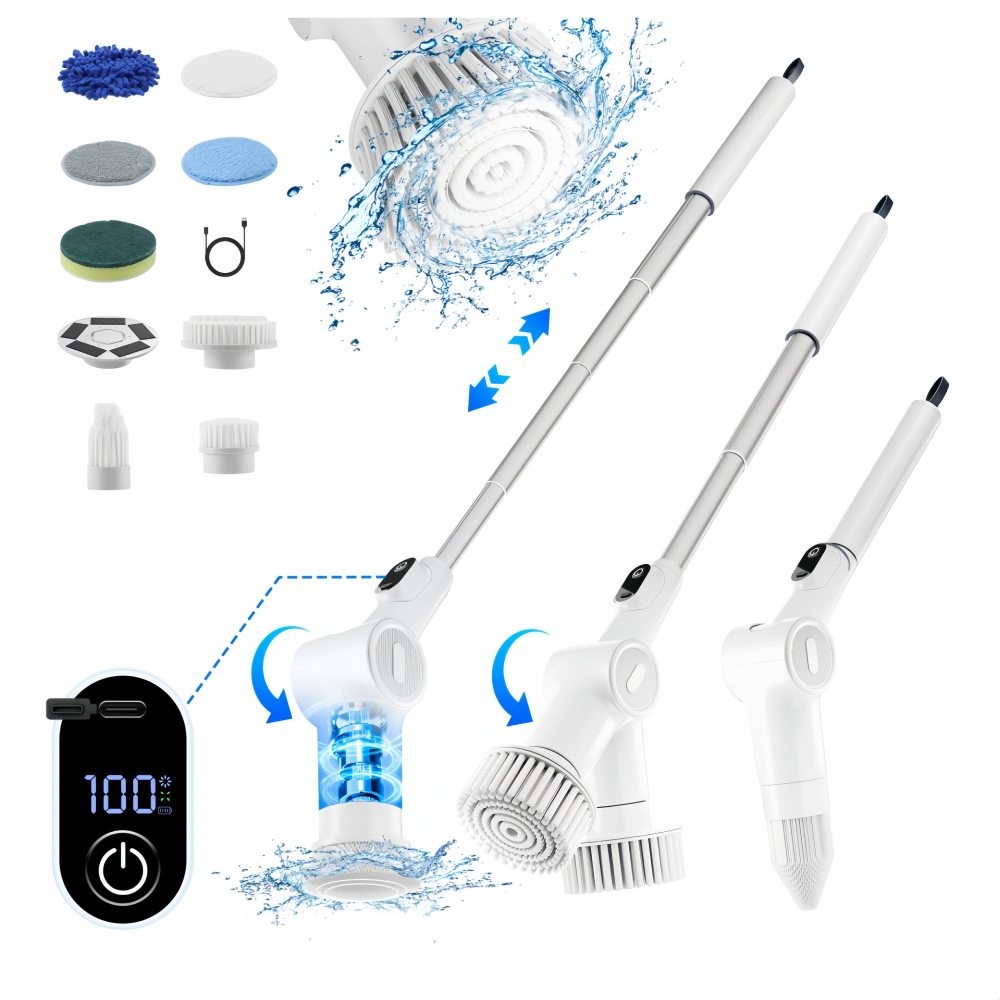 Electric Spin Scrubber, Cordless Powerful Scrub Brush for Cleaning Bathroom IPX6