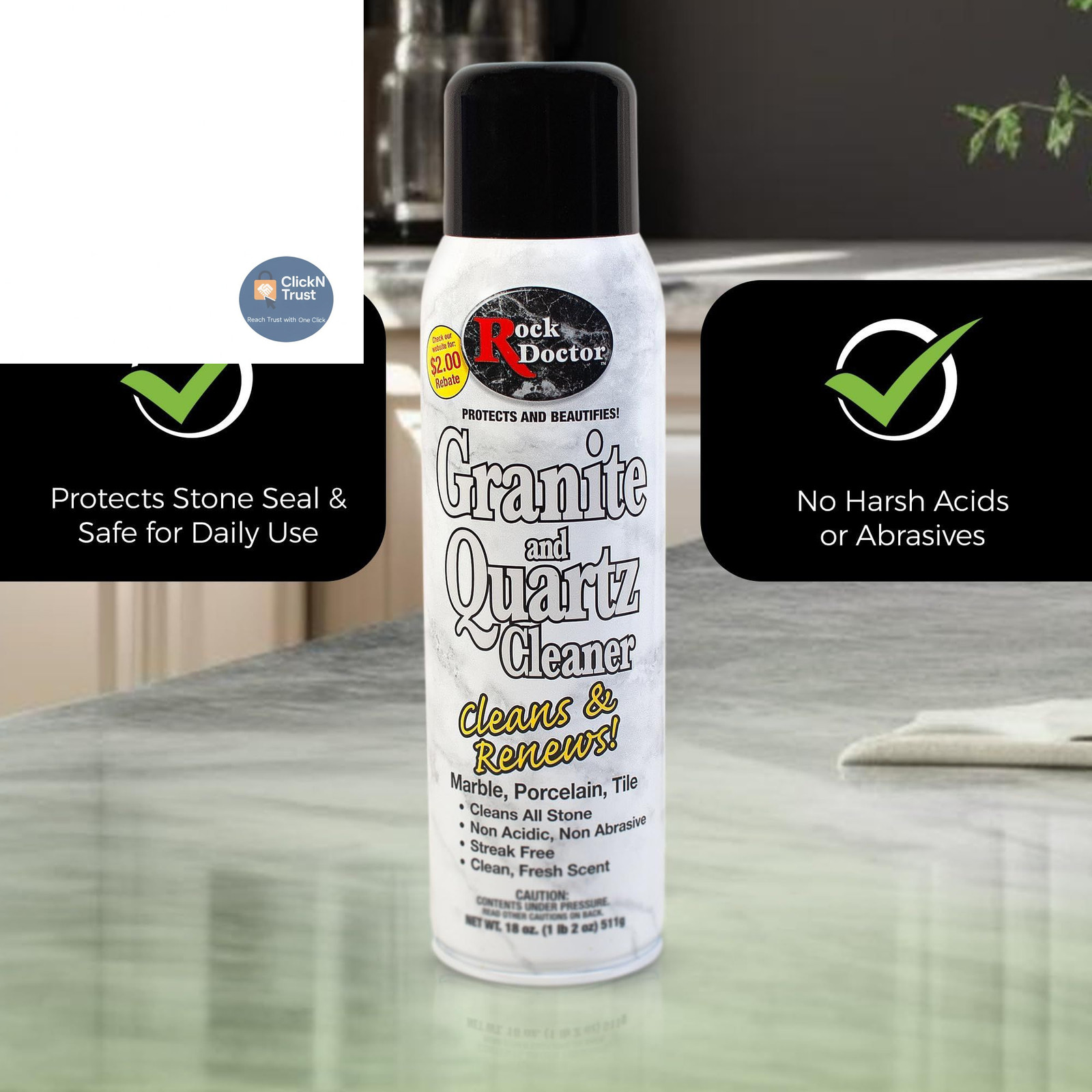 Rock Doctor Granite Cleaner – Cleans& Renews 18 Ounce (Pack of 1),
