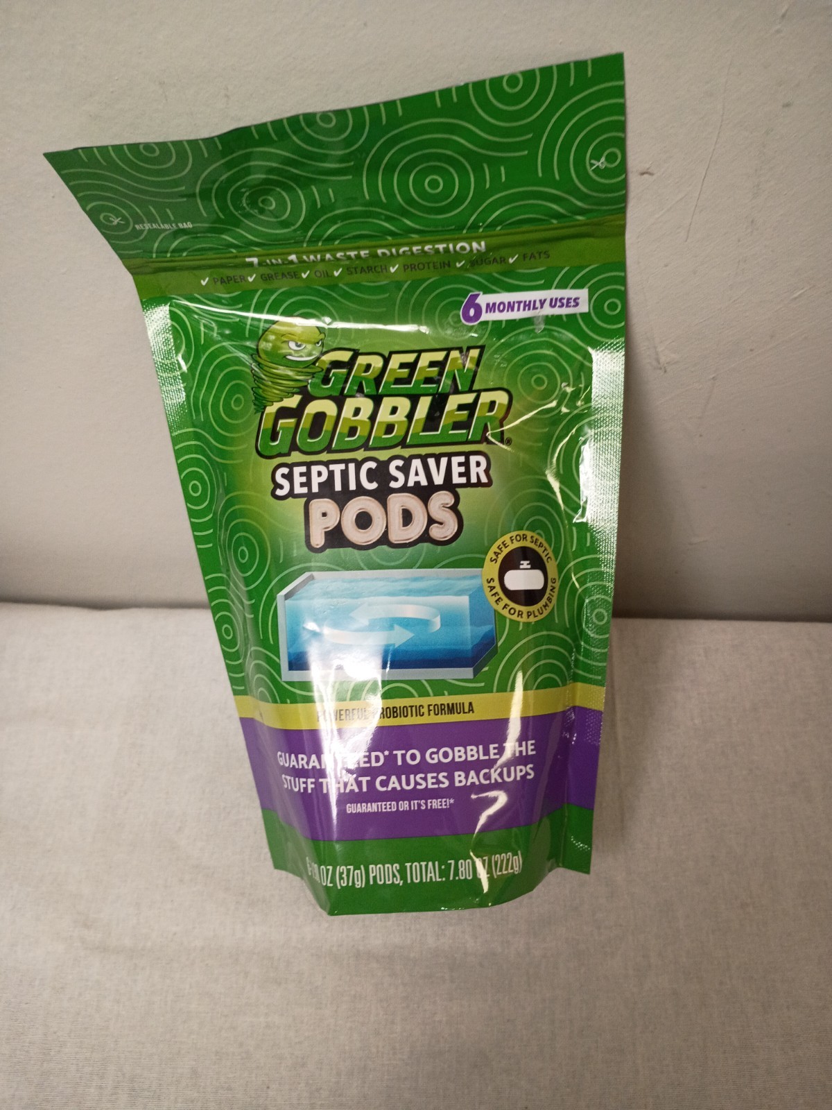 Green Gobbler Septic Tank Treatment Packets, 6 Month Supply – Natural Bacteria t
