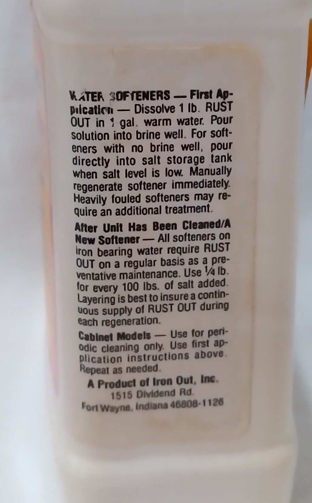 Commercial Strength RUST OUT Water Softener Cleaner Rust & Stain Remover 18 oz