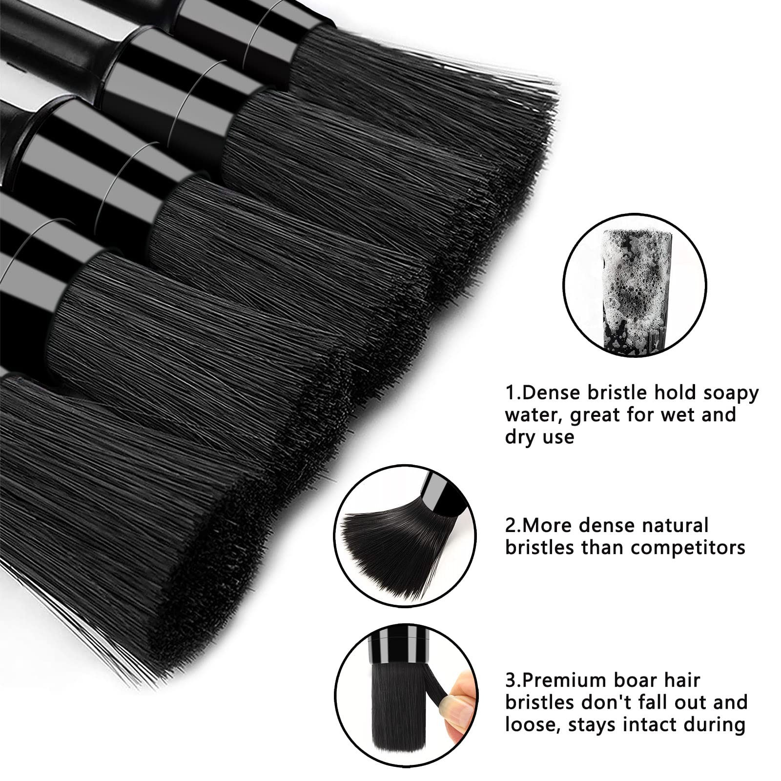 Car Detailing Brush Set Soft Wire 9pcs Interior Dash Engine Leather Clean Kit