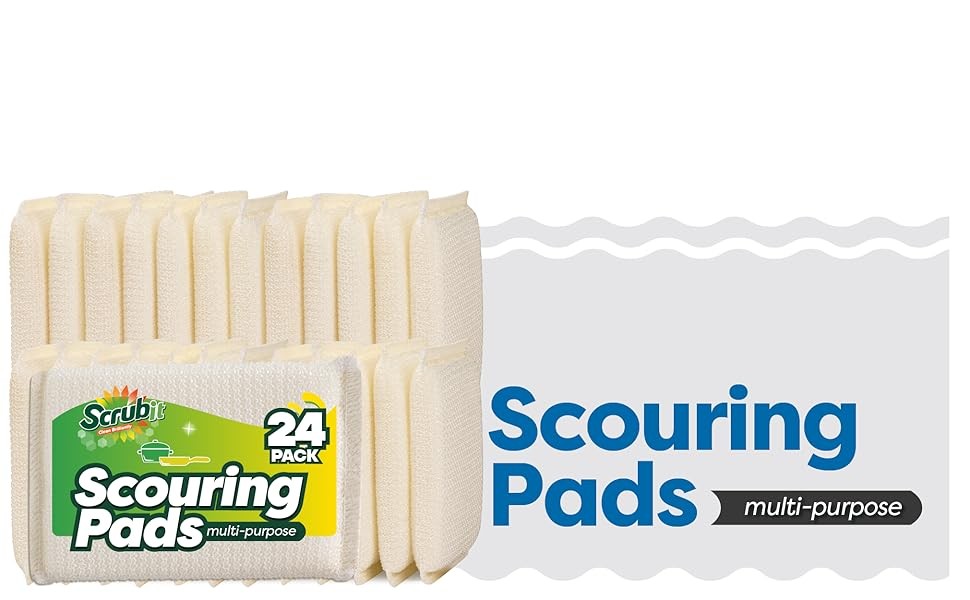 24 Pack Scrub Sponges Kitchen by , Multi-Purpose Scouring Pads, Non-Scratch