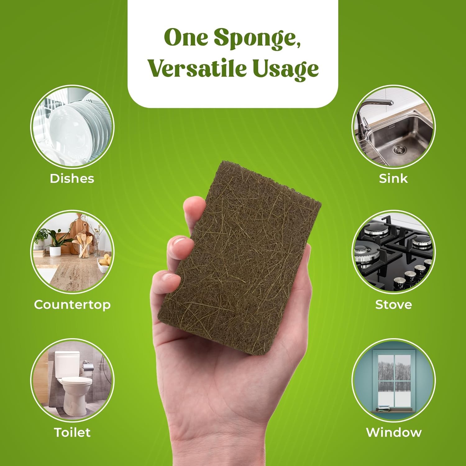12 Pack Natural Kitchen Sponges – Biodegradable, Compostable, Sustainable Wood