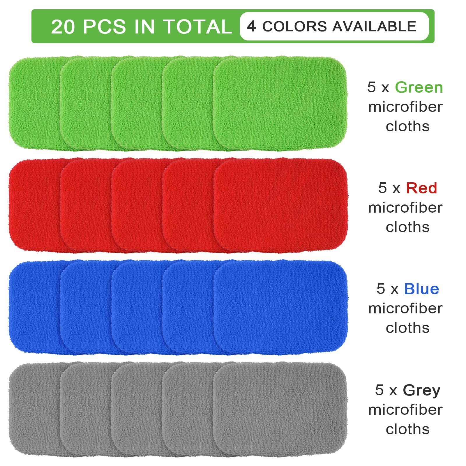 20-Pack Microfiber Windshield Cleaning Pads Car Window Glass Wipes 4-6in Tools