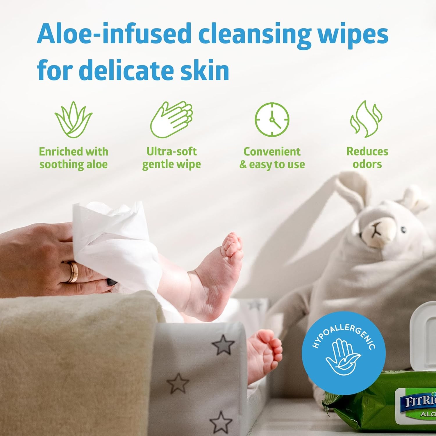 FitRight e Personal Cleansing Cloth Wipes, Scented,Adult Lar