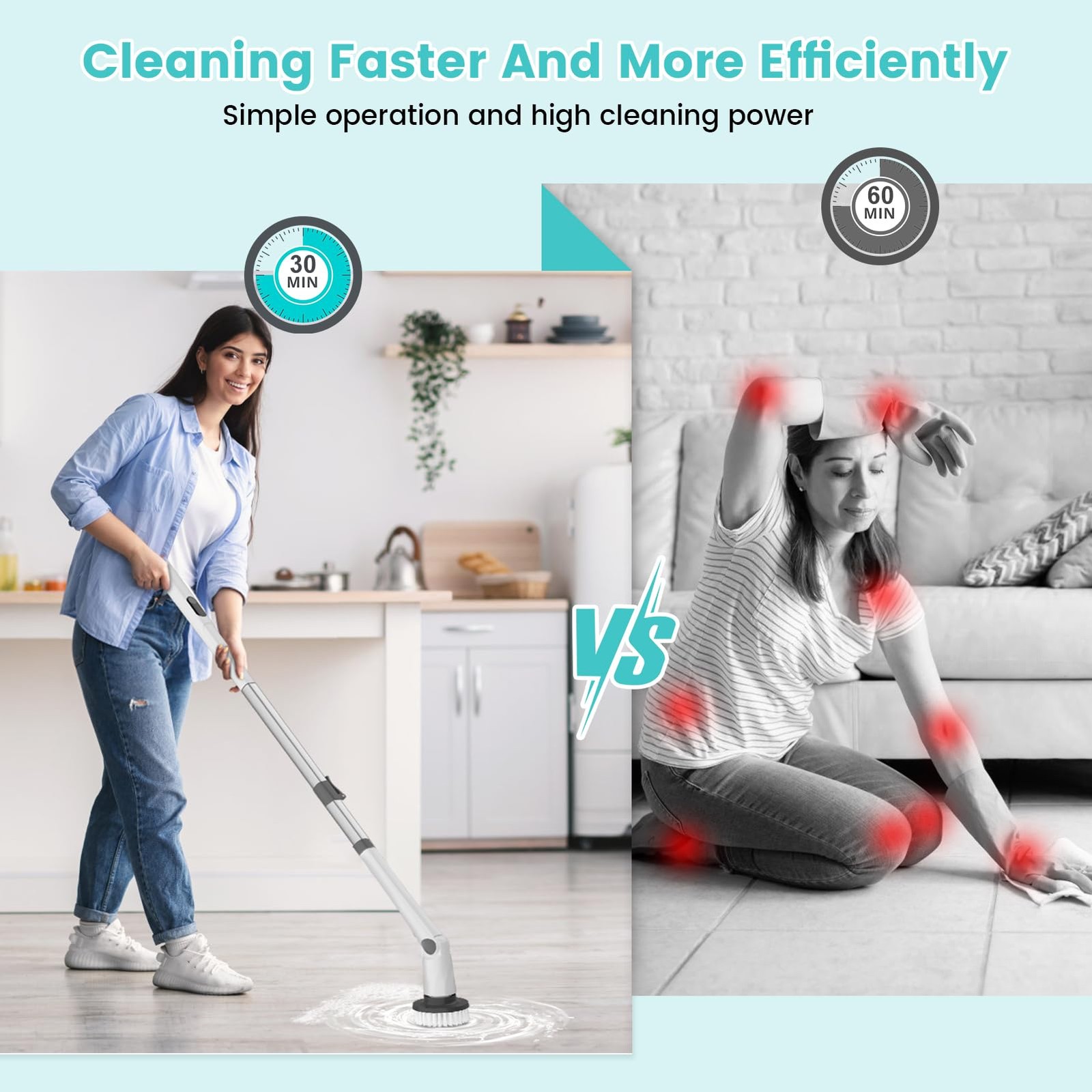 Electric Spin Scrubber, New Cordless Power Tub Scrubber with Long Handle,101 …