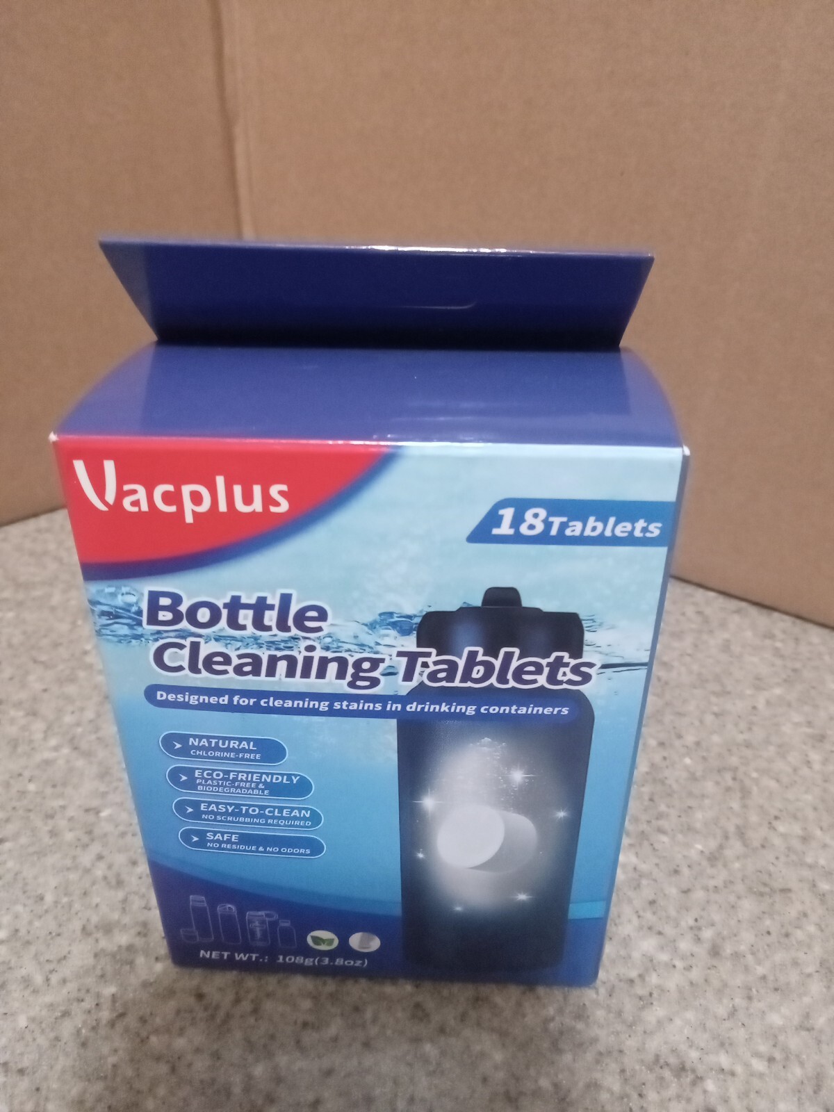 Vacplus Bottle Cleaner Tablets Biodegradable – 18 Packs Water Bottle Cleaning T