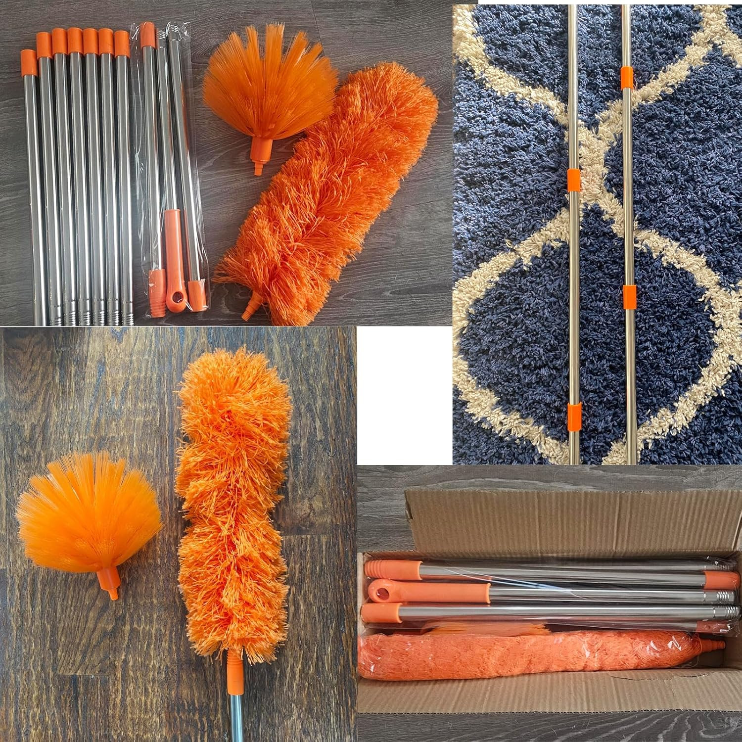 20 Feet High Reach Duster Kit with 2-14 ft Extension Pole, Cobweb & Corner Brush