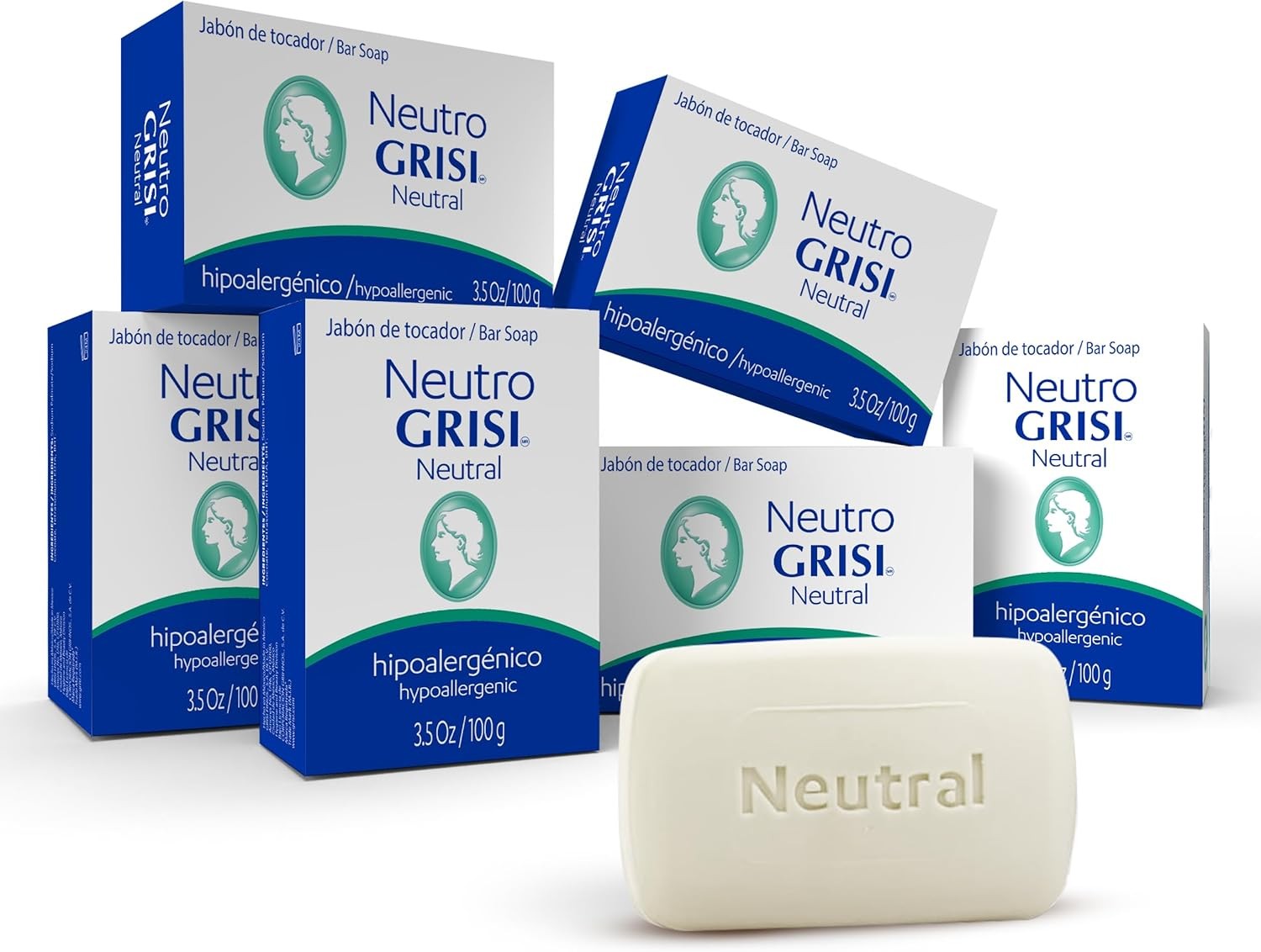 Neutral Hypoallergenic Bar Soap – Fragrance-Free & Dye-for Face & Body – Gentle