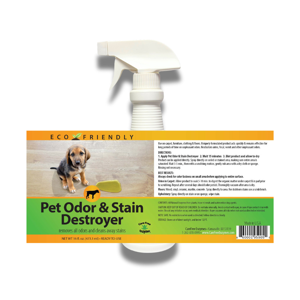 Enzyme Cleaner for Pet Stains & Odors | Urine & Stain Destroyer Spray | 16 oz &
