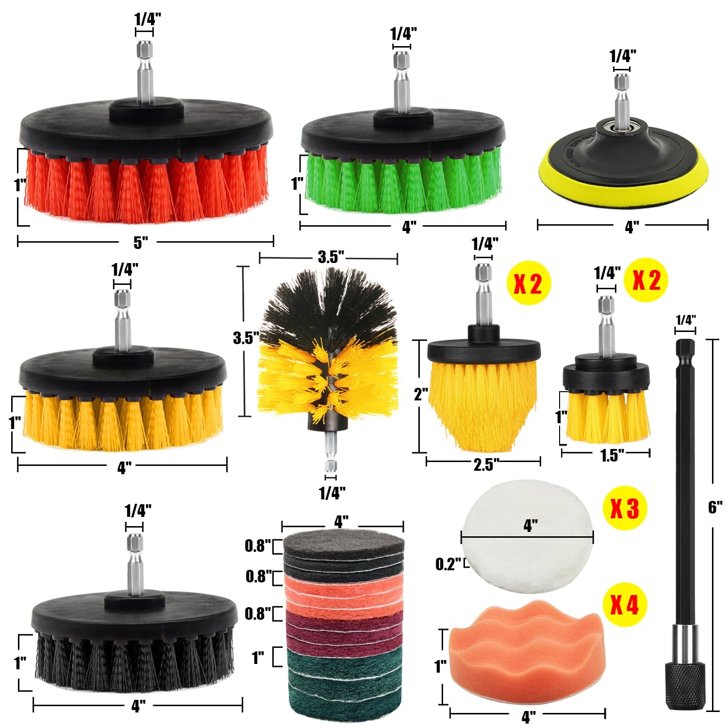 30pcs Drill Brush Attachment Setdrill Scrubber Brush Kit Include Scrub Pads Spon