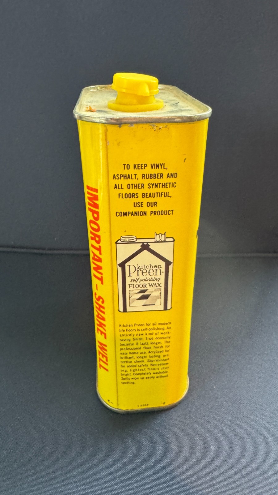 WOOD PREEN 1 QT 32oz CLEANER WAX PROTECTS Yellow Can Kiwi Polish Co Discontinued