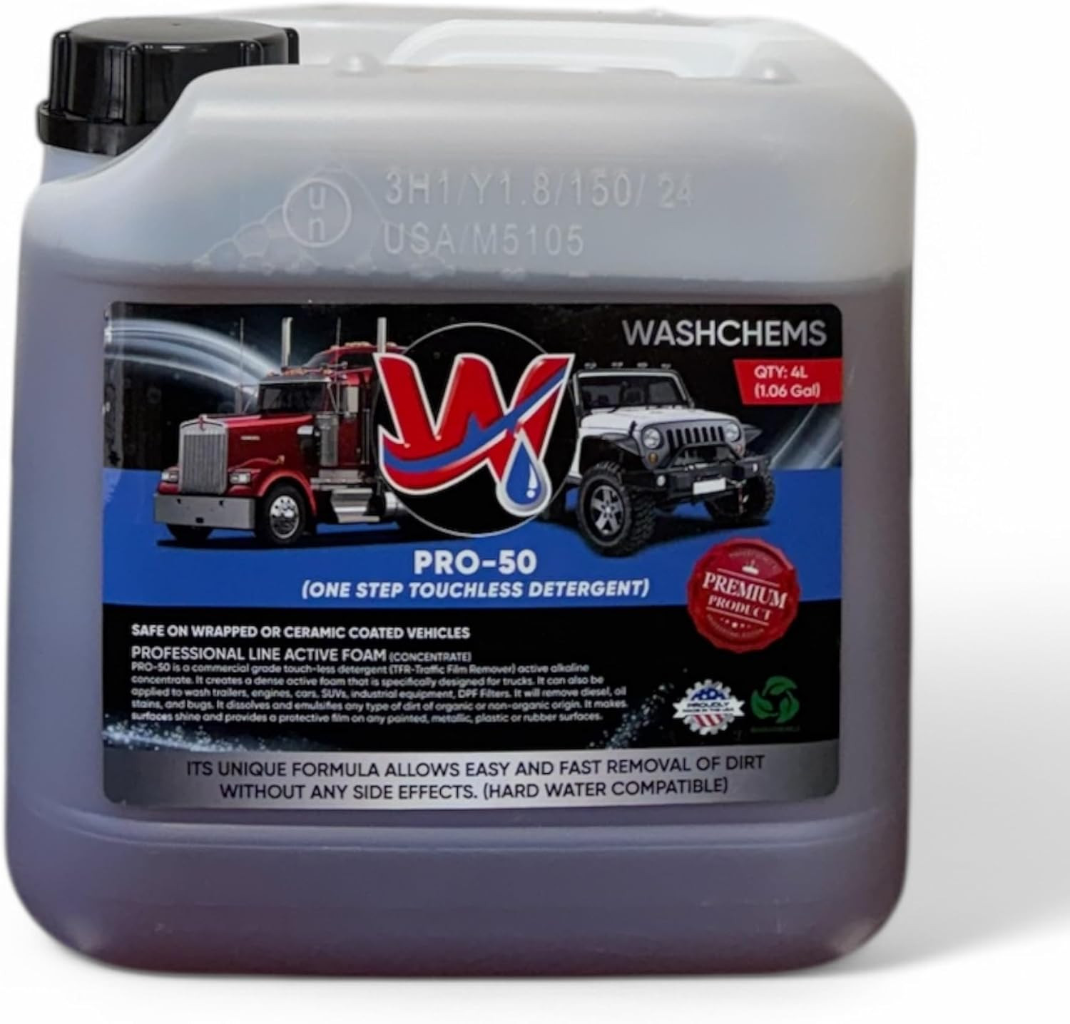 Ash Chems Pro 50 Touchless Car Detergent – Commercial Foam Cleaner for All Vehic