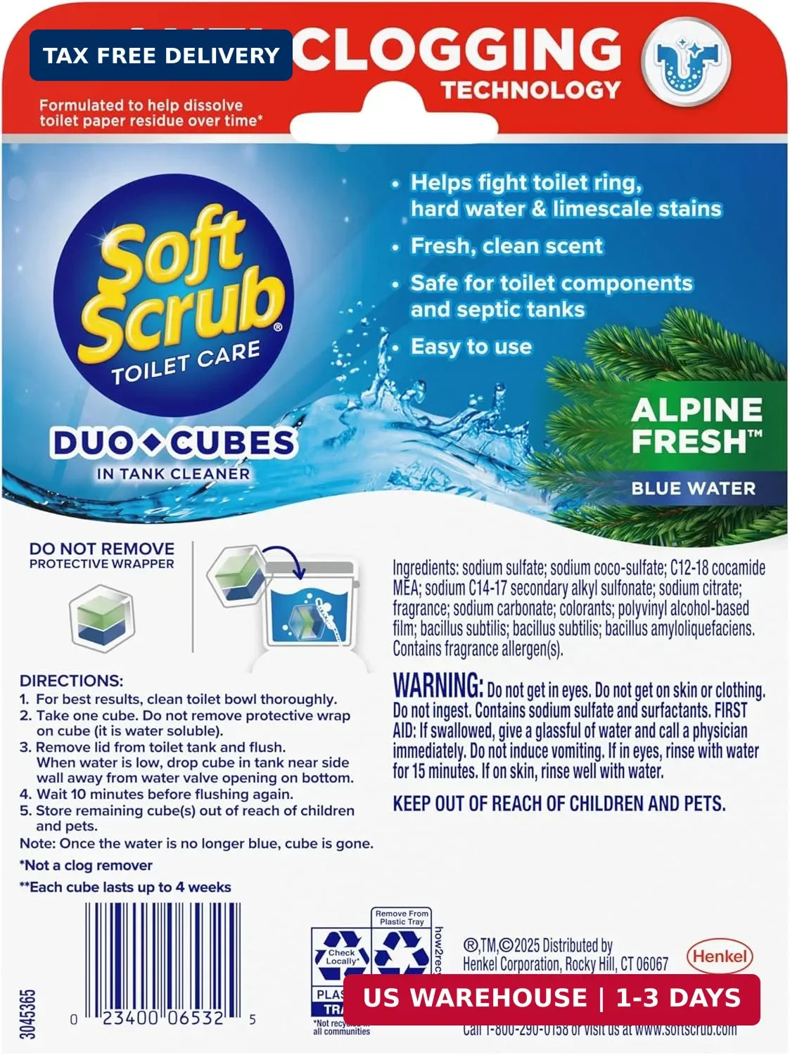 Soft Scrub in-Tank Toilet Cleaner Duo-Cubes, Alpine Fresh, 4Count