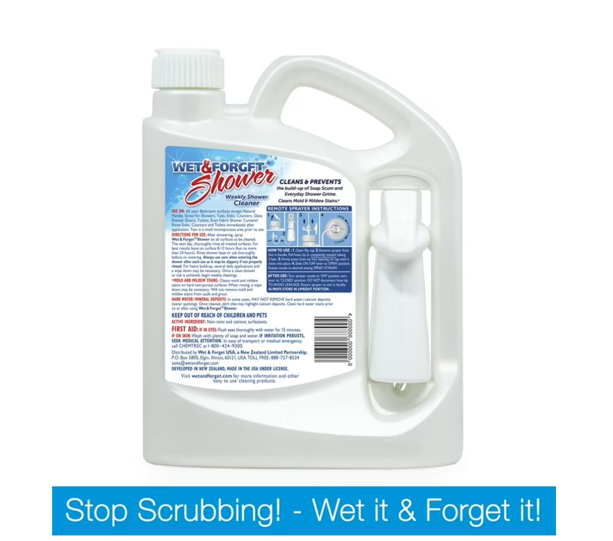 Wet & Forget Shower Cleaner Requires No Scrubbing, Vanilla, 64 Ounce (Pack of 1)
