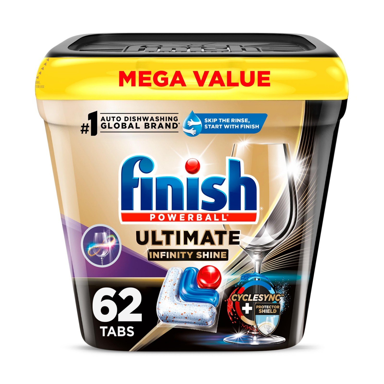 Finish Ultimate Infinity Shine Dishwasher Pods, No Pre-Rinse Dishwasher Detergen