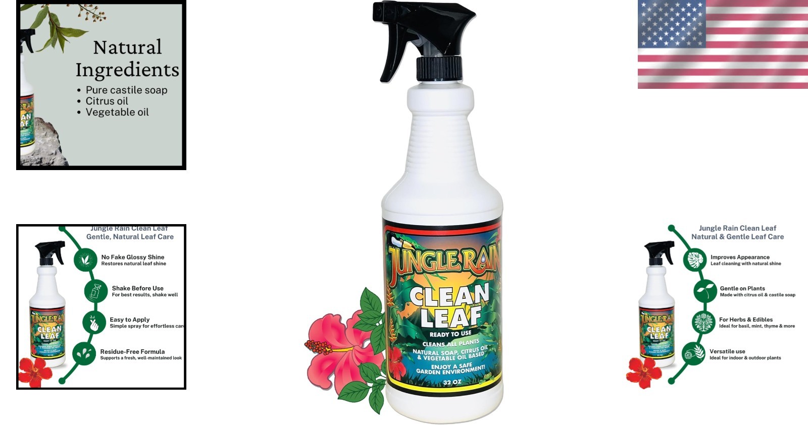 32oz Ready-to-Use Clean Leaf Spray – Enhances Shine & Cleans Leaves Naturally