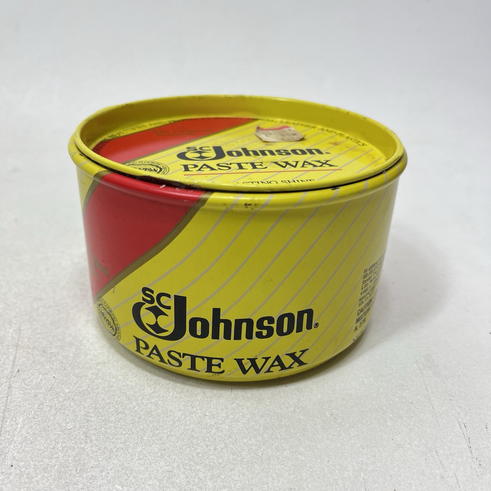 SC Johnson Paste Wax 16 oz Tin Can Original Formula 1988 Metal Wood Leather 95%