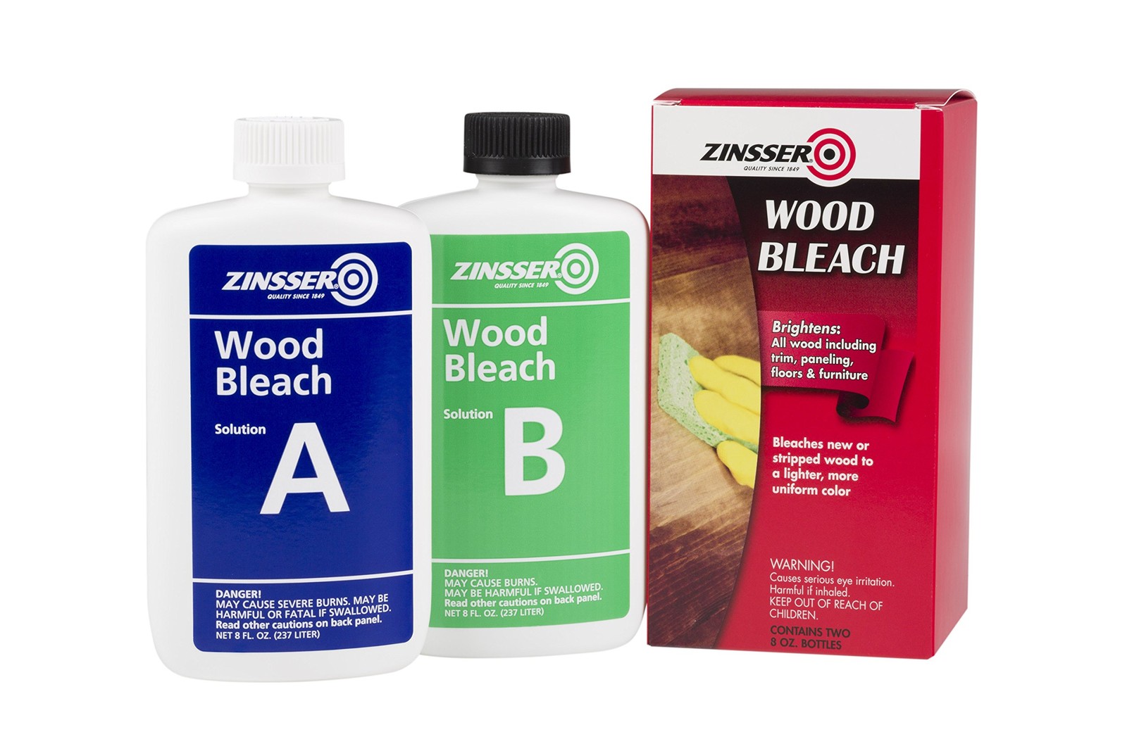 Wood Bleach Parts A and B 8 Ounce 2 Pack for Effective Stain Removal