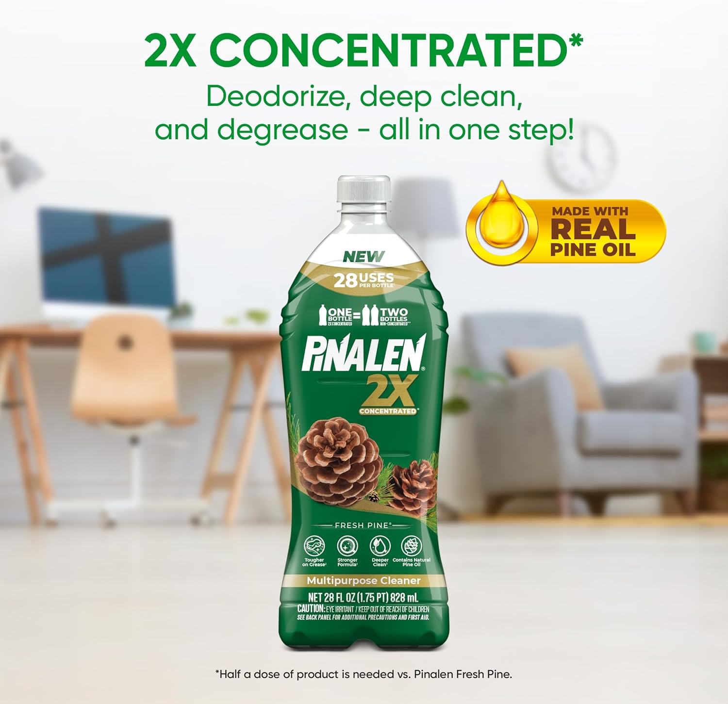 PINALEN 2X Concentrated Multipurpose Cleaner – Fresh Pine Scent – 28 fl oz