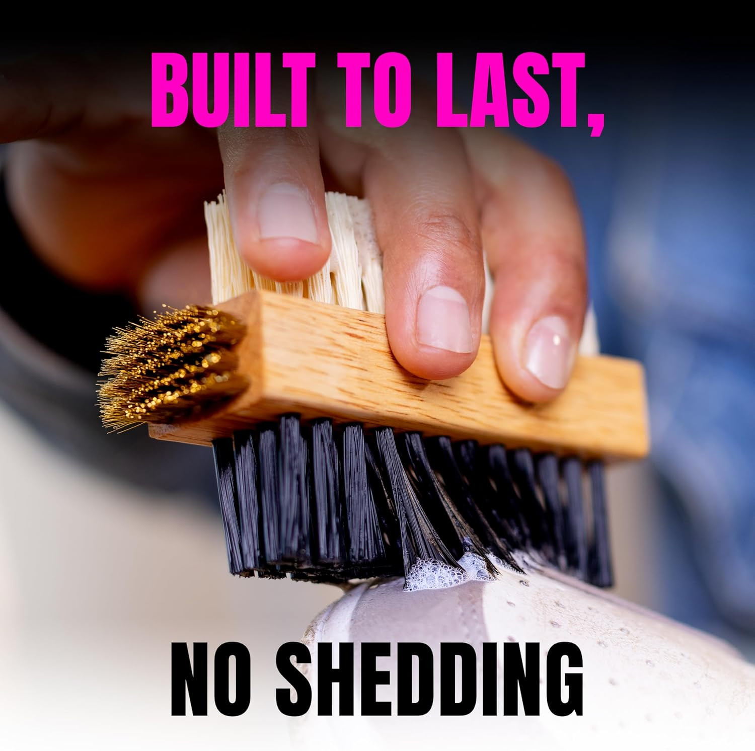 Multi Purpose Shoe Cleaning Brush – with Strong, Medium and Soft Bristles for Al