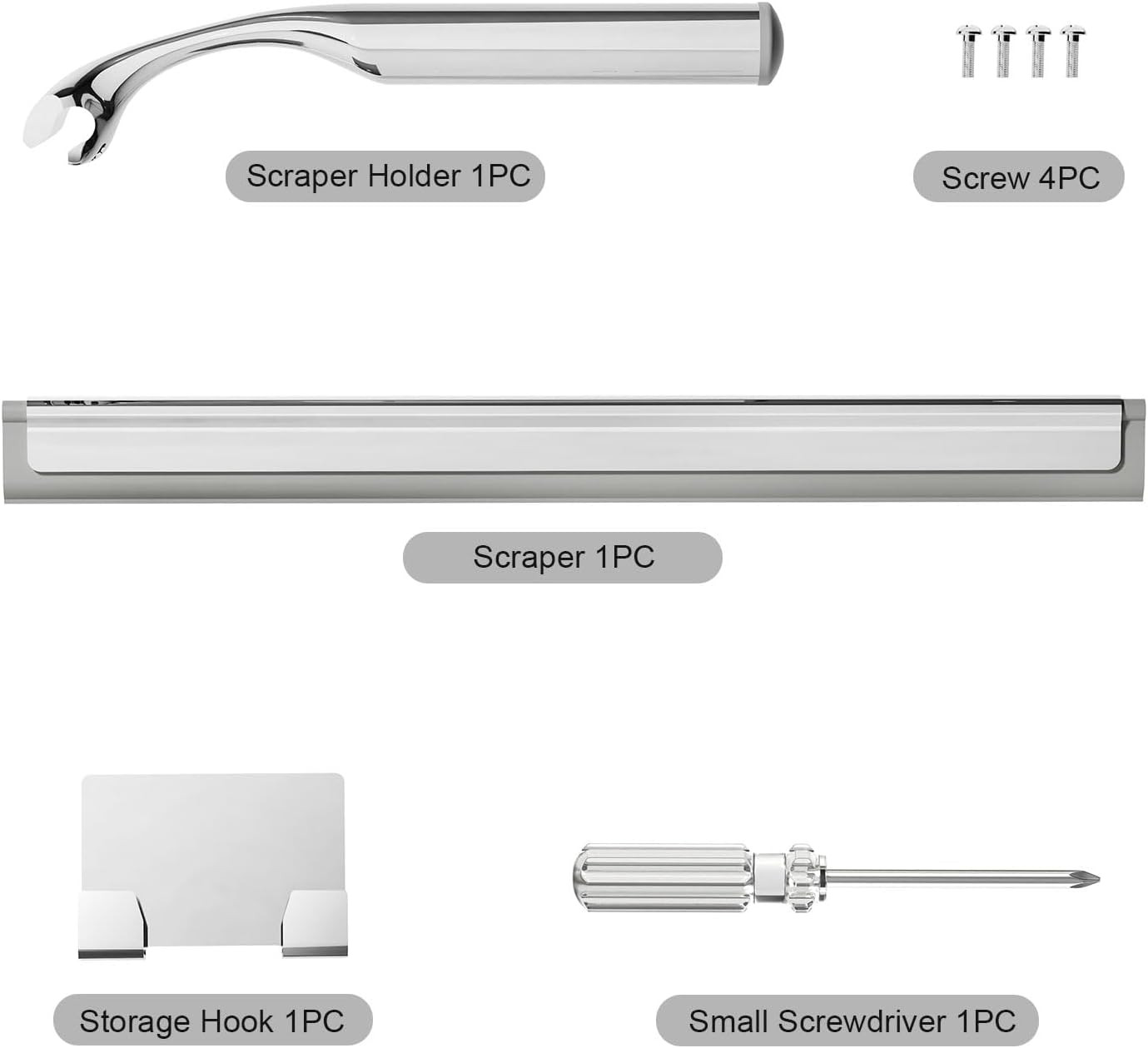 Shower Squeegee for Glass Doors, Stainless Steel Shower Squeegee for Bathroom, W