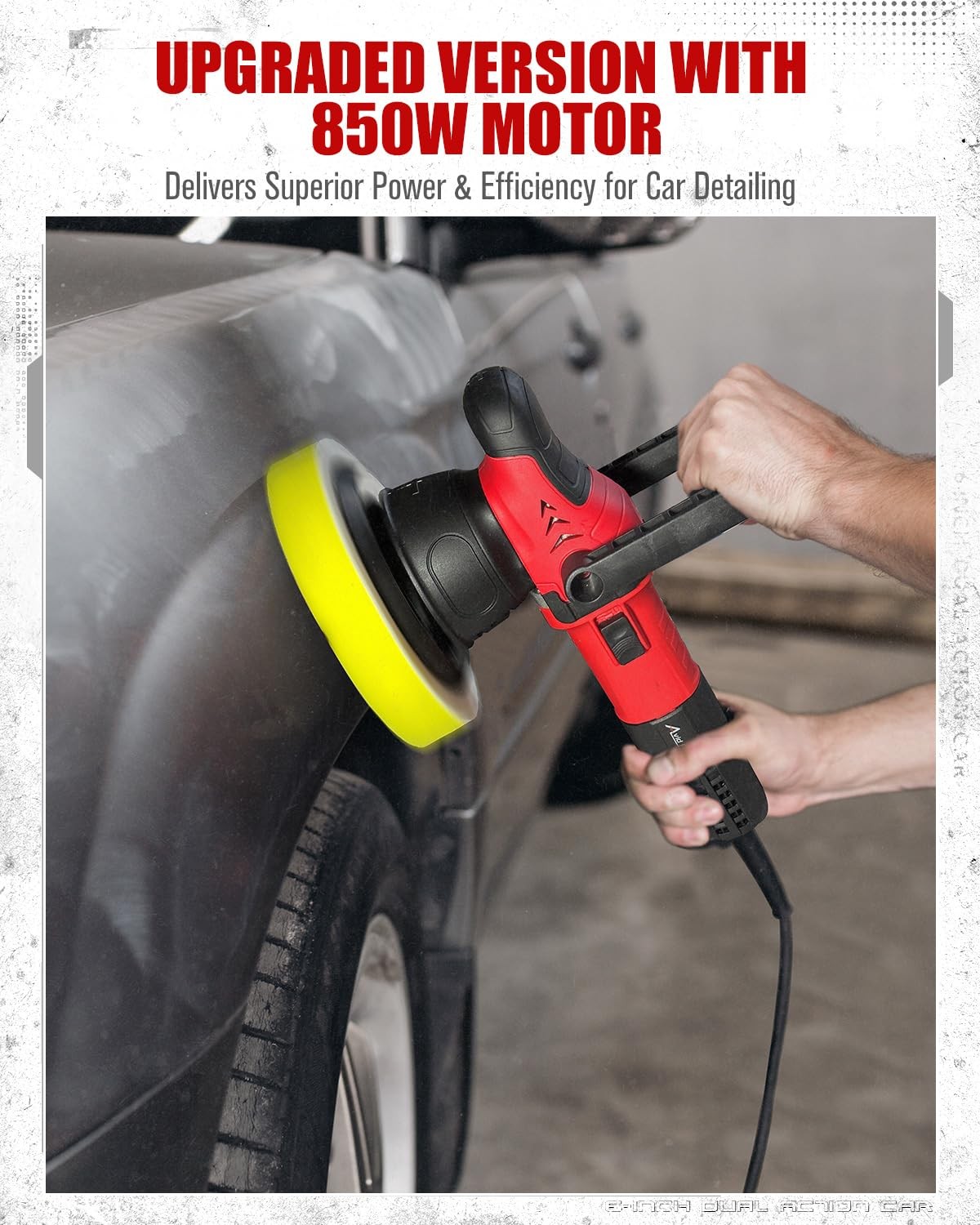 Car Detailing Dual Action Polisher – 6 in Orbital with 6 Speed Settings & Pads