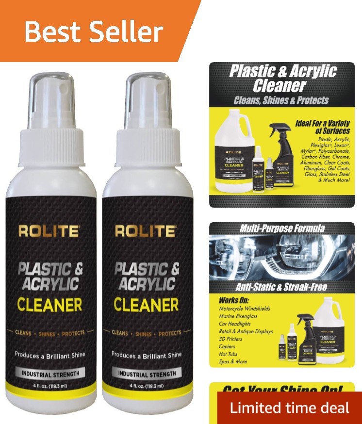 Plastic & Acrylic Cleaner Spray 4oz – Streak-Free High Shine Protection, 2 Pack