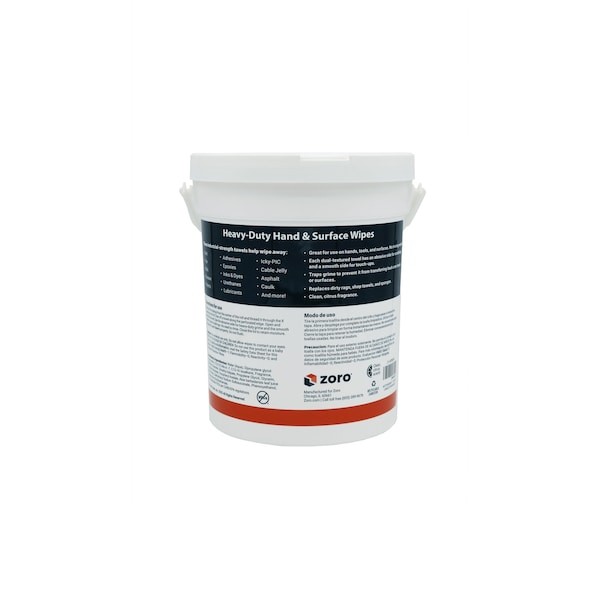 Zoro Zhw-001 Heavy-Duty Hand & Surface Wipes, Premoistened, Aloe/Vitamin E,