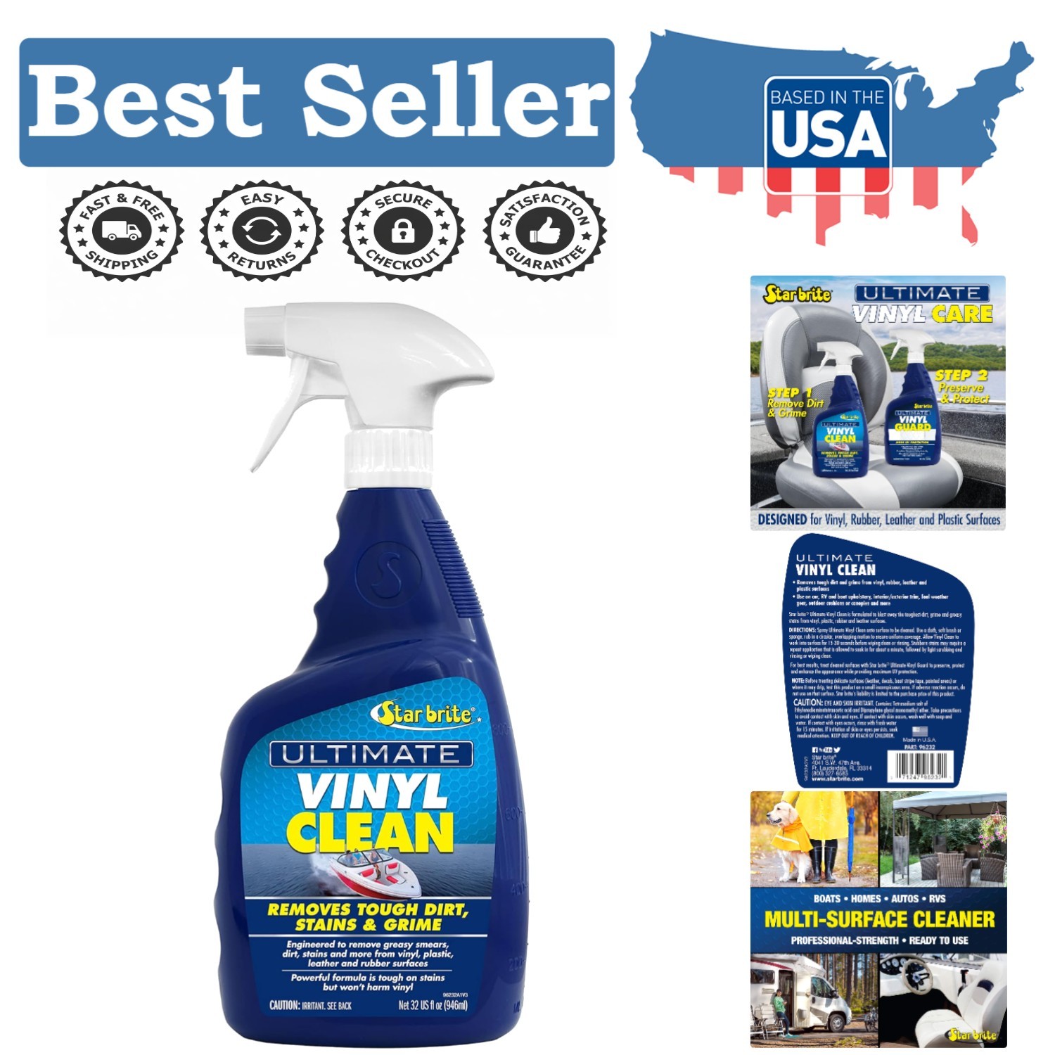 Ultimate Vinyl Clean Spray – 32 OZ Multi-Surface Upholstery Cleaner – Blueberry