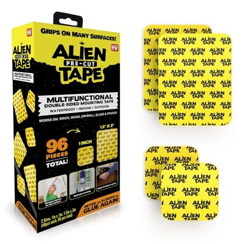 Alien Tape 96 Piece Pre-Cut Double Sided Adhesive Mounting Strips Transparent