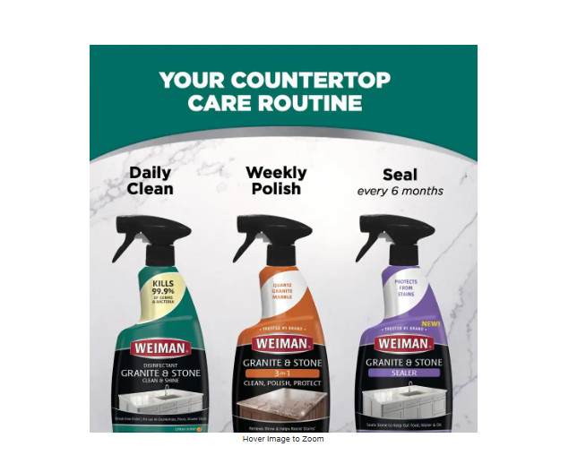 Weiman GRANITE & STONE CLEANER & POLISH Extra Stain Protection QUARTZ MARBLE