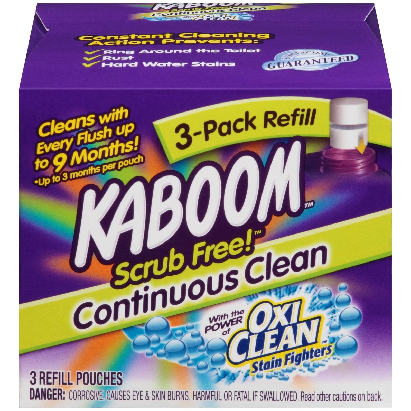 3-Pack Kaboom Scrub Free Refill – Continuous Clean with OxiClean, Stain Fighter