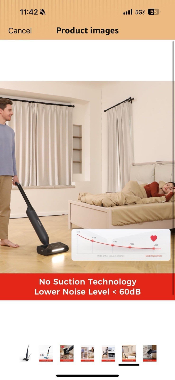 HIZERO F600 Hard Floor Cleaner with Headlight Self-Cleaning Roller Triple Brush