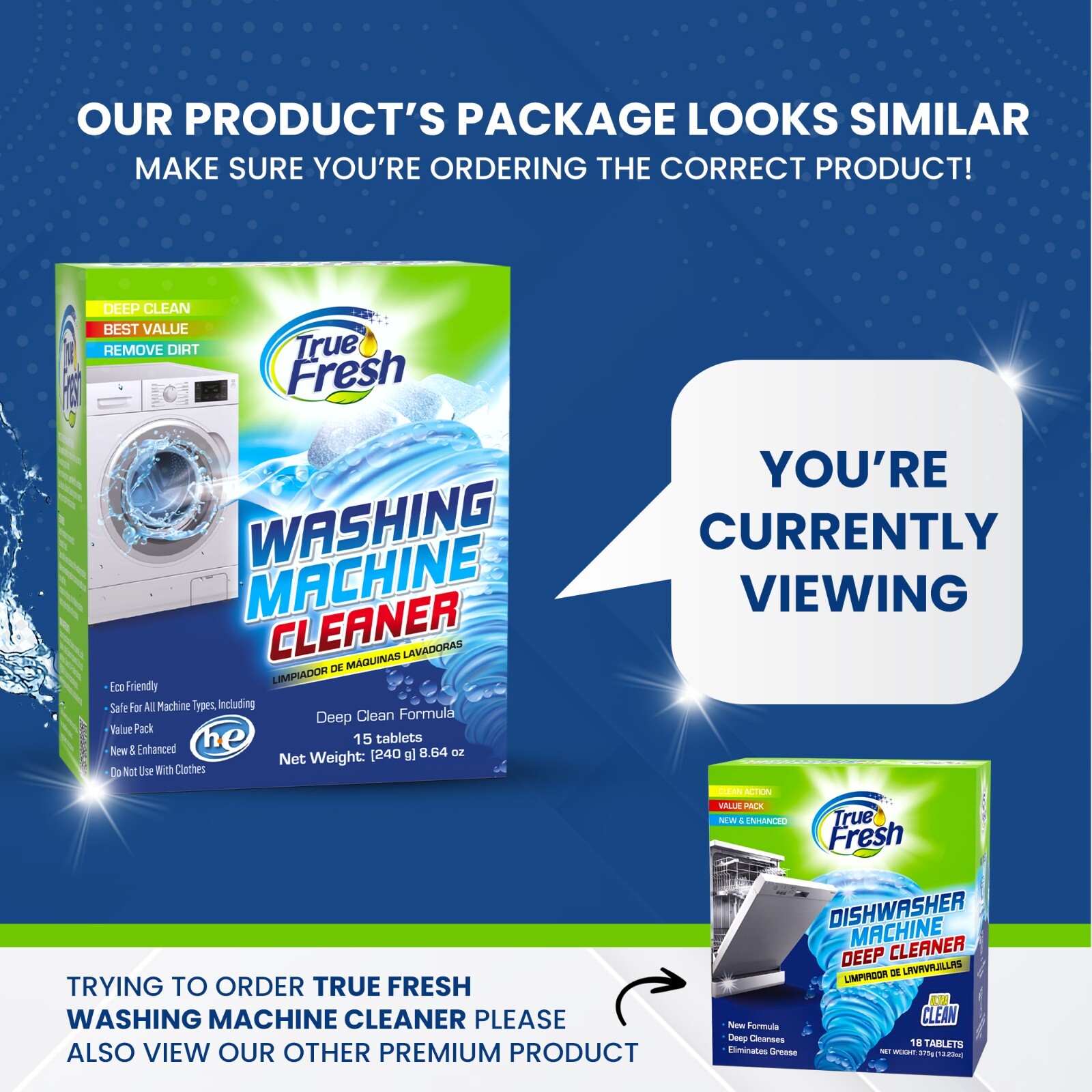 True Fresh Washing Machine Cleaning Tablets 15 Pack – Washer Cleaner Tablets