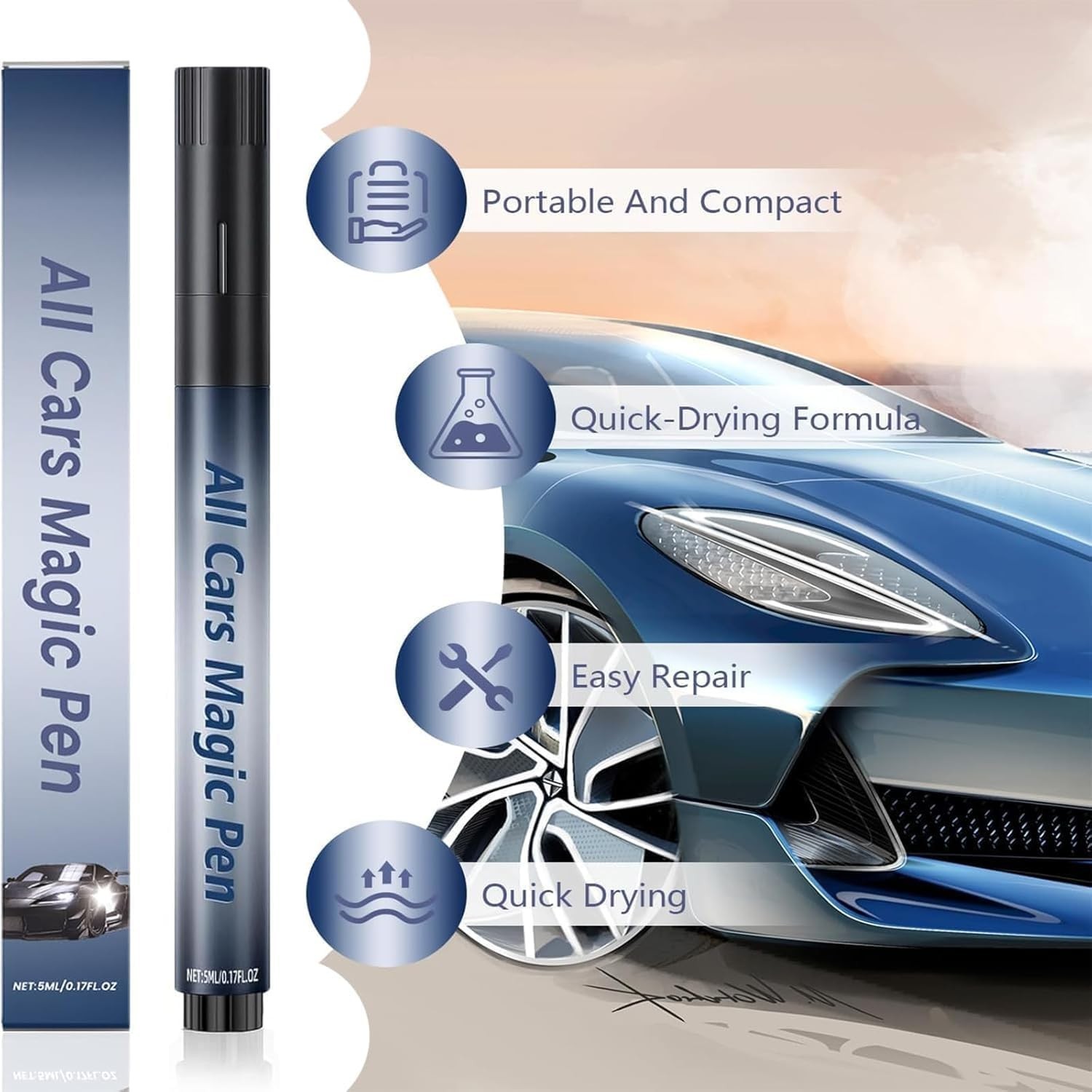 Magic Scratch Removal Pen for Cars – Easy Use, Quick Repair, 3 Pack, All Colors