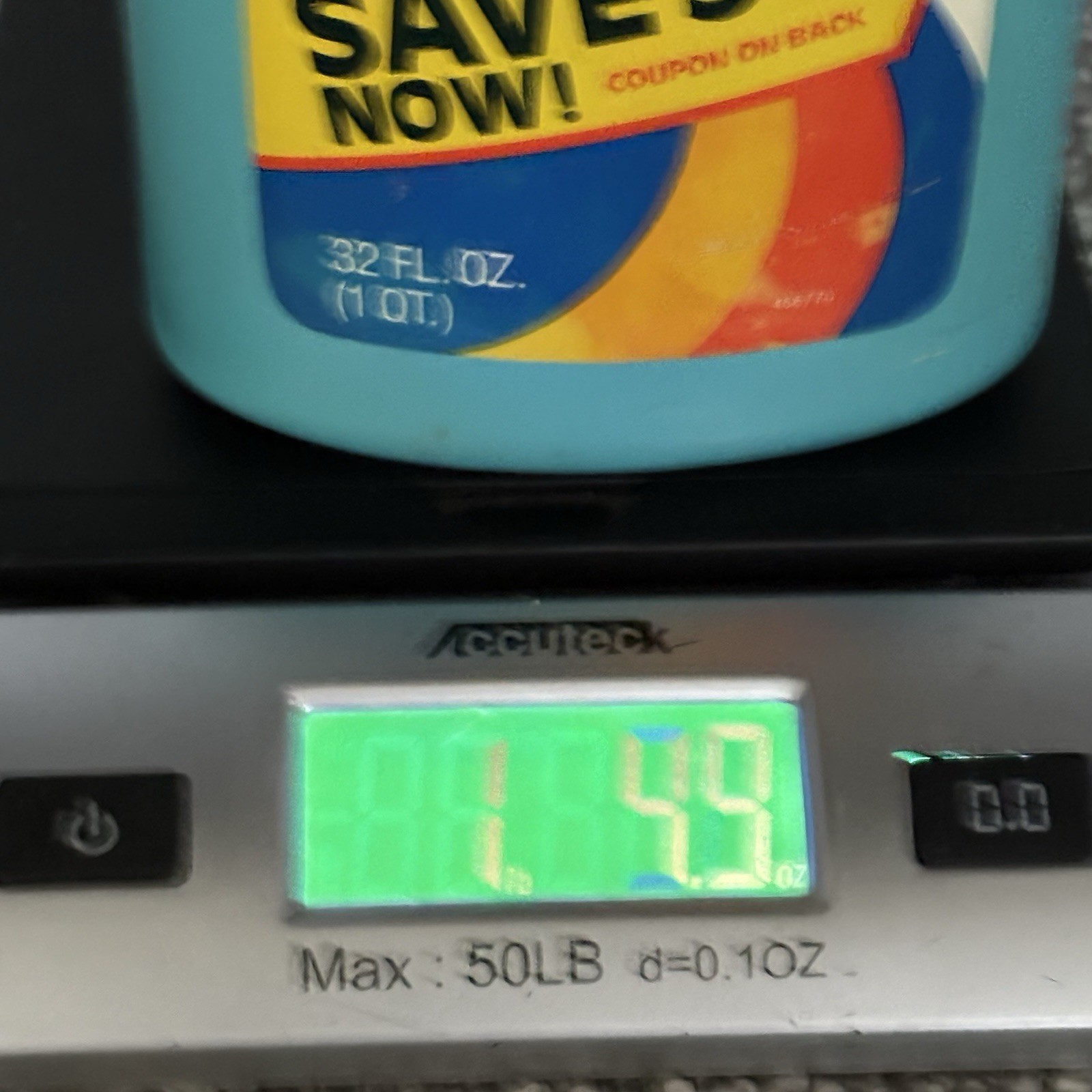 Johnson Wax Step Saver Floor Finish Blue Bottle 60% Full VTG Advertising Prop