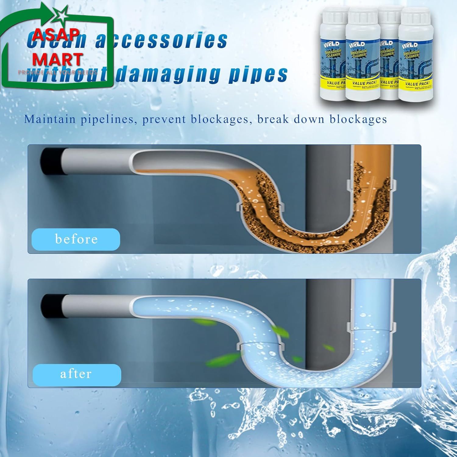 Wild Tornado Pipe Dredge, Powerful Sink and Drain Cleaner Powder, Fast Foaming D