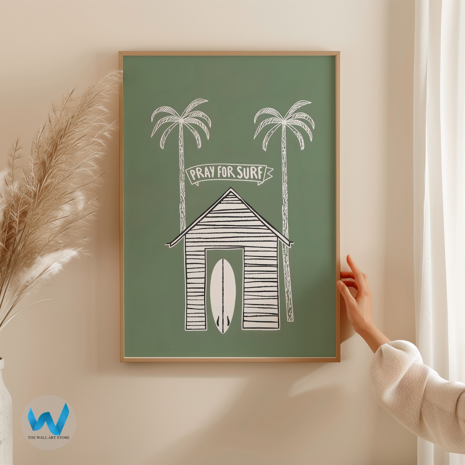 Pray for Surf Poster Wall Art – Tropical Beach Decor Premium Quality