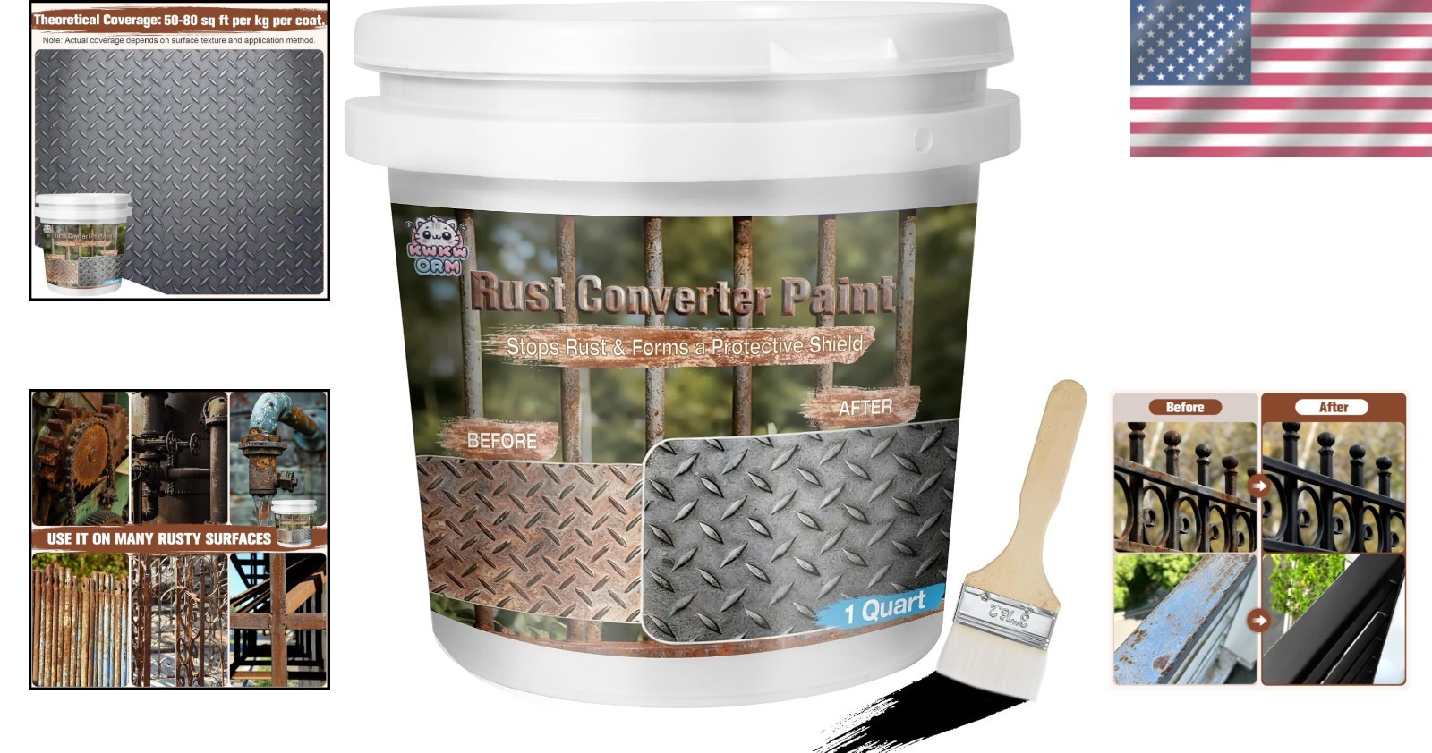 2-In-1 Rust Converter & Metal Primer, 35 Floz Automotive Rust Remover Paint for