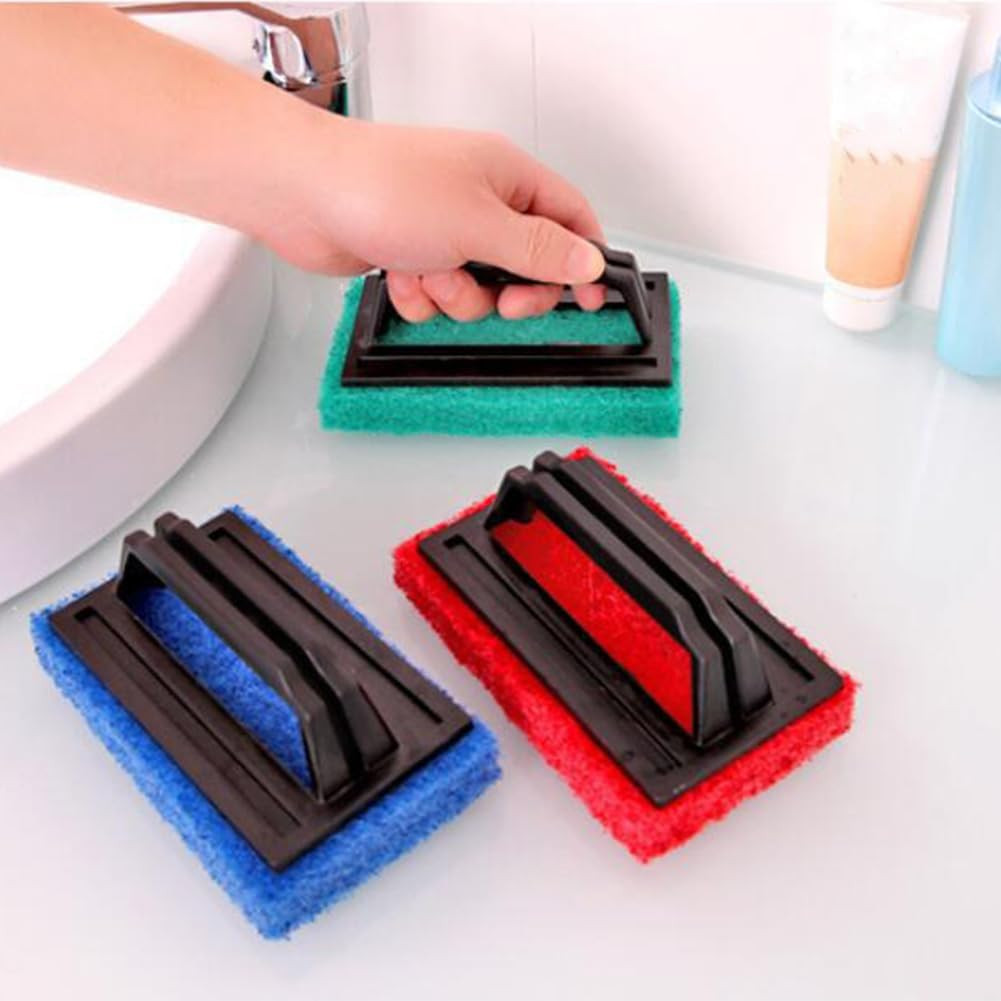 3Pc Handheld Pool Scrub Brush Sponge Pad Bathroom Tile Tub Sink Spa Step
