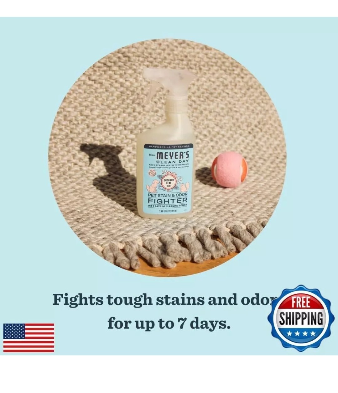 MRS. MEYER’S CLEAN DAY Pet Stain and Odor Fighter, Coconut Leaf Scent, 16oz