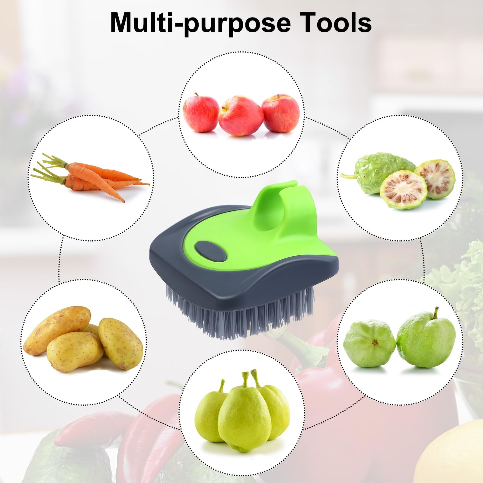 4 Pieces Vegetable Brush Potato Scrubber Brush Silicone Hard and Soft Side Fr…