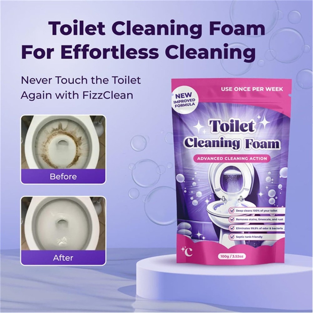 1~3Bags Fizzclean Toilet Foam Cleaner, Insta-Action Fizzclean Foam Cleaner 100g