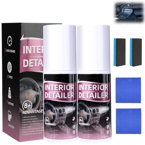 2Pcs Car Interior Cleaner Spray – Deep Clean, Polish Rubber, Plastic, Leather