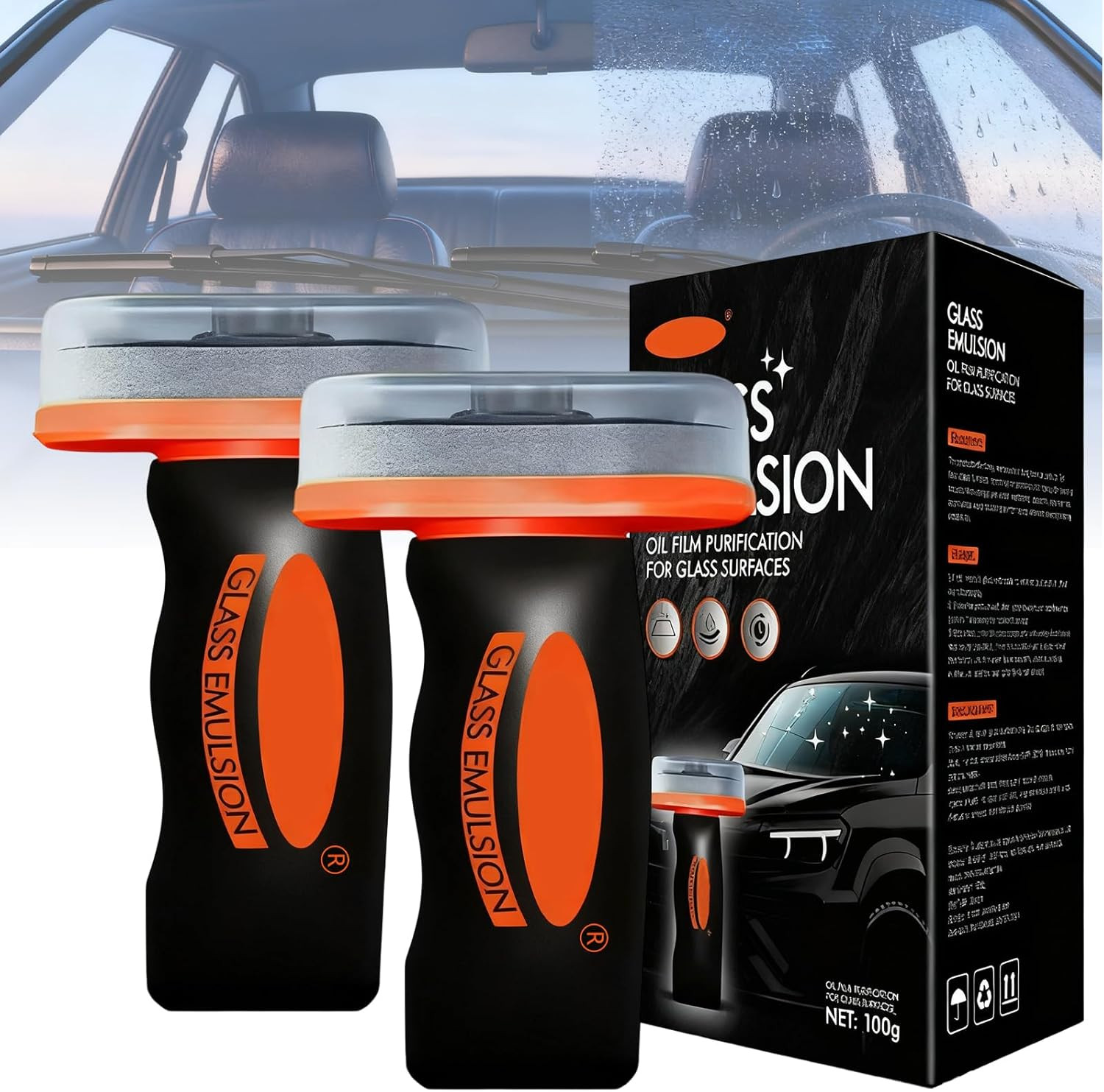 2PCS Glass Oil Film Remover Car Roll-On Compound Cleaning Board Removes Smudges