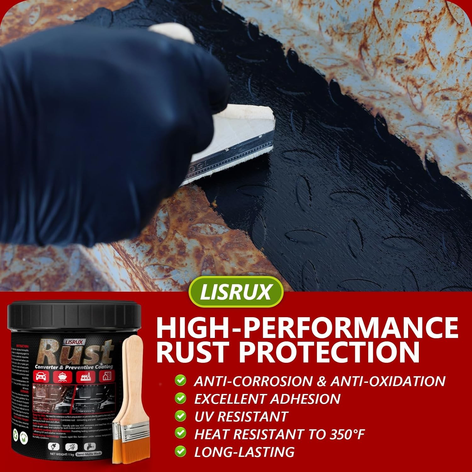 4-in-1 Rust Converter & Metal Primer, 34 Fl Oz Black Rust Inhibitor Paint for Me