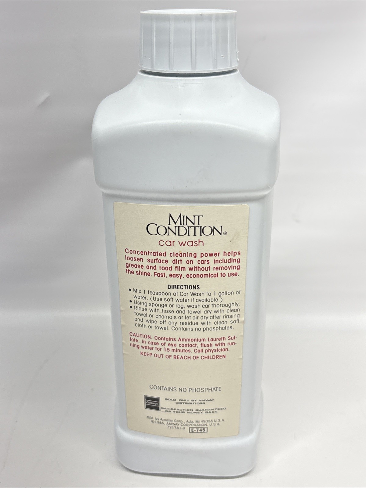 Vintage New Old Stock AMWAY Mint Condition Car Wash 32 fl. oz. 1985